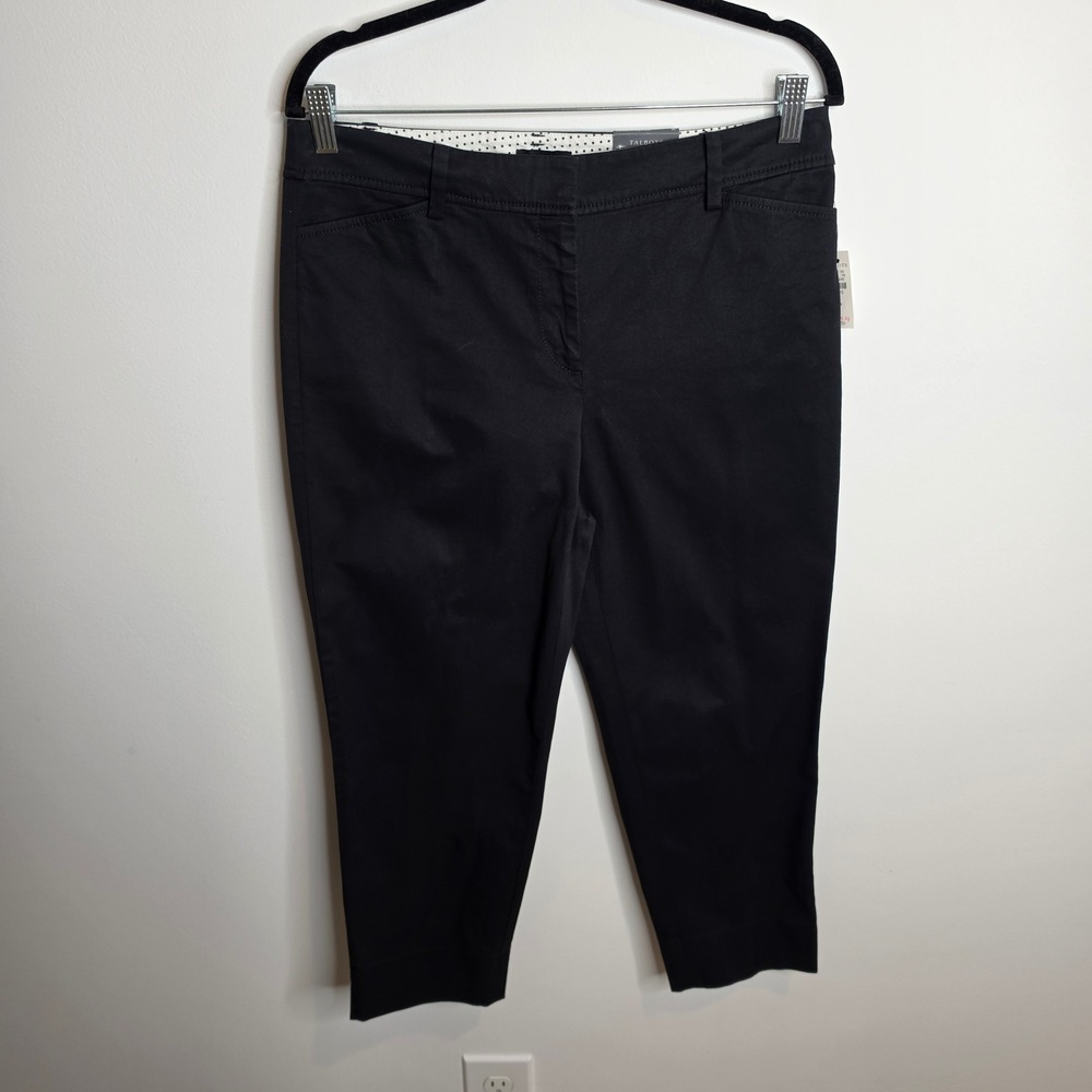 Talbots NWT Perfect Crop Pant Women 8P Black Slim Leg Cotton Stretch Trousers
